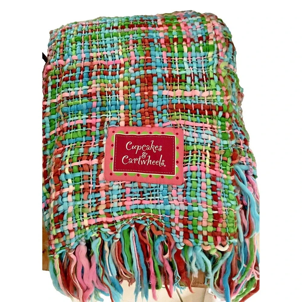 Bohemian Multi-color Woven Throw Blanket with Fringe Made in India 52x60